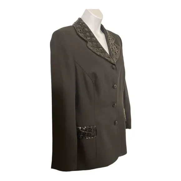 Women's Justin Taylor beaded Unbranded Blazer Black size 16