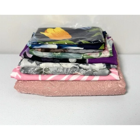 Vintage Women's Floral Scarf Lot 8 Poly Chiffon Cottagecore Romantic Prairie
