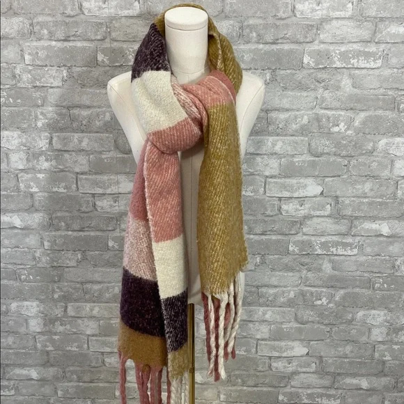 Cost Plus World Market Textured Acrylic Fringe Scarf