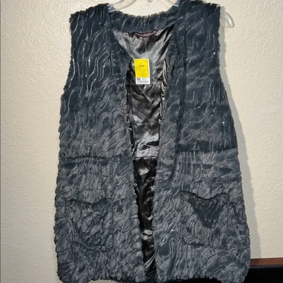 Charcoal Faux Fur Blazer Women’s XL Soft Jacket Chic Dressy Coat