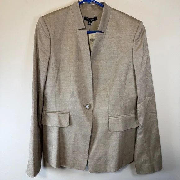 Ann Taylor Blazer Womens 8 Champagne Gold NEW Silk Wool Blend Single Button Coat