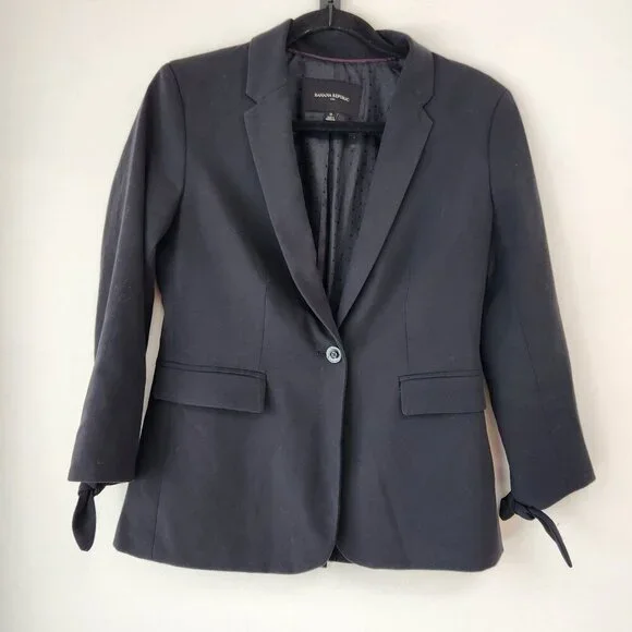 Banana Republic Black Blazer Jacket Career Professional Fitted Women's 0
