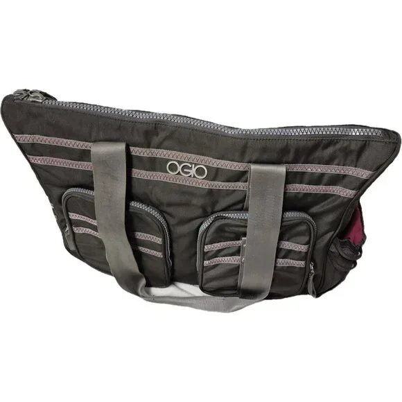 Ogio Grey Magenta Pink Laptop Briefcase Tote Bag Zipper Closure Work School