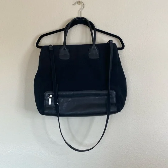 Hobo International large tote laptop bag black nylon leather VGUC