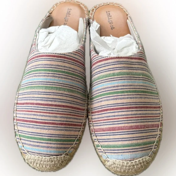 Indigo Blue and Green Espadrilles with Jute Sole