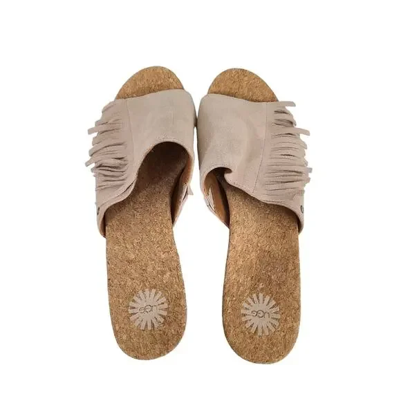 Ugg Danes Fringe Suede Espadrille Wedge‎ Sandal Size 11