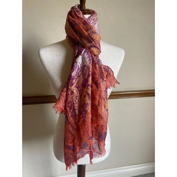 Tommy Bahama Gold Sparkle Mettallic Fiber Orange Purple Artsy Fringe Rectangle S