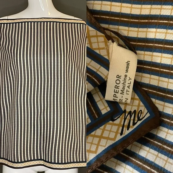 Vintage 70s Mr Emperor Striped Poly Scsrf 22 In Sq Excellent Condition