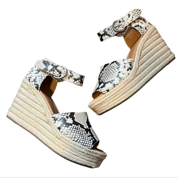 Nine West Adell Snake Espadrille Sandal Wedge Heel Size 7 M
