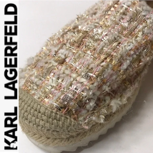 Karl Lagerfeld Arago 2 Metallic Flat Espadrilles 6.5
