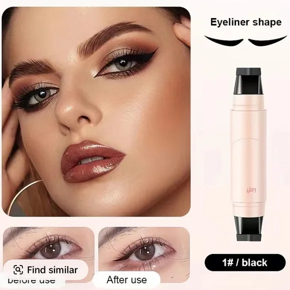 Rotating Eyeliner Stamp Pen: Quick-Dry, Long-Lasting, Smudge-Proof (Black)