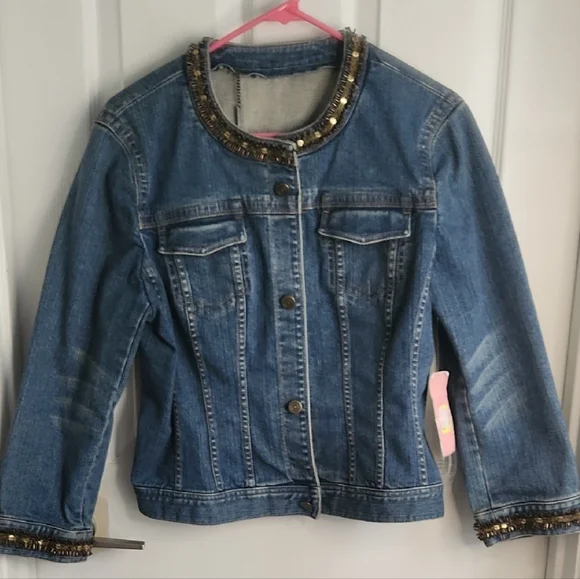 Gianni Bini Denim Jacket with Gold Details