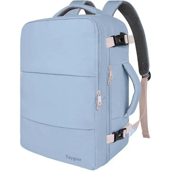 Travel Powder Purple Backpack for Women Carry On Laptop Bag USB Port TSA Pouch