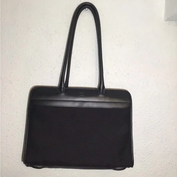 Bric’s black nylon/leather laptop shoulder bag