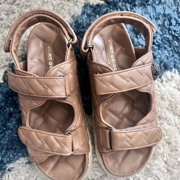Kurt Geiger Quilted Tan Sandals
