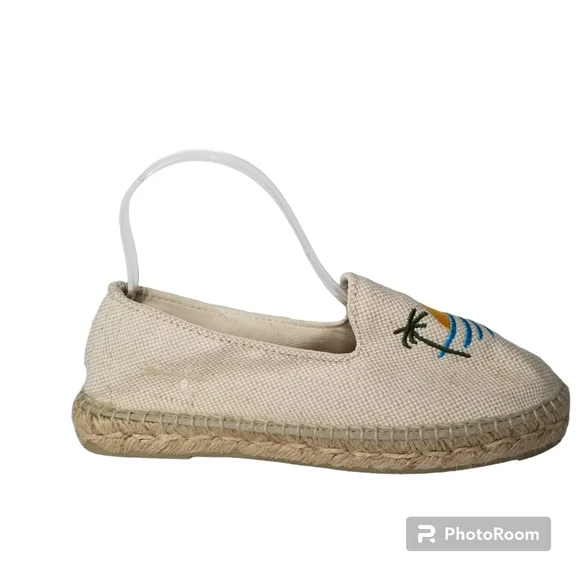 MANEBI NOWT Palm tree Embroidered Linen Espadrille Slip On EU Size 39