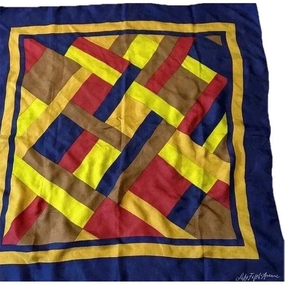 VTG Scarf Saks Fifth Avenue navy 24