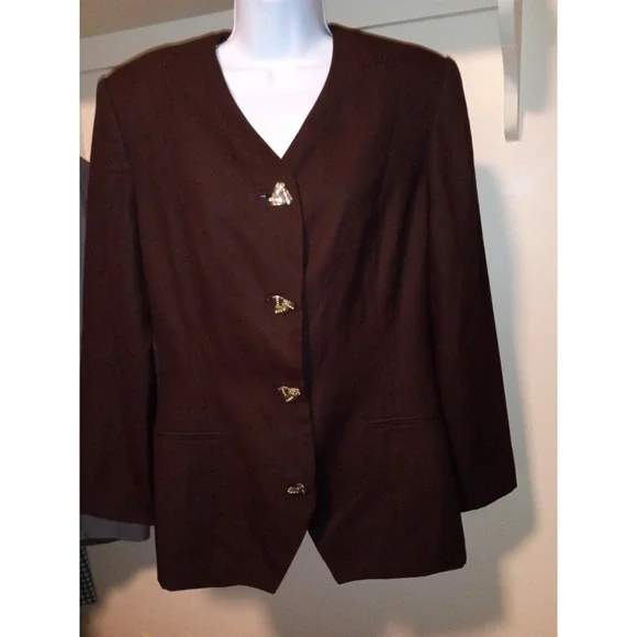 St Anthony Evening Jacket Size 8 Brown Blazer Rhinestone Buttons Vtg Church