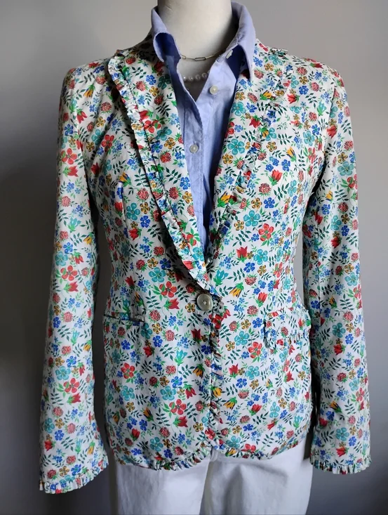 J. Crew Liberty Art Fabric Edenham Blazer Micro Ruffle Floral Classic Size 4