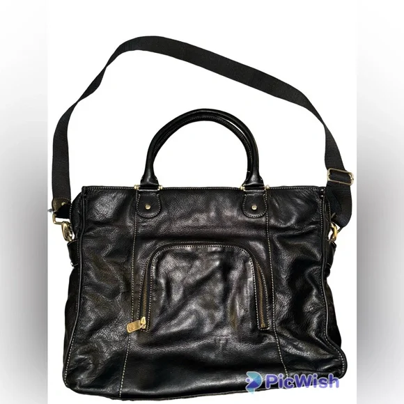 Liz Claiborne Black Leather Briefcase/laptop bag