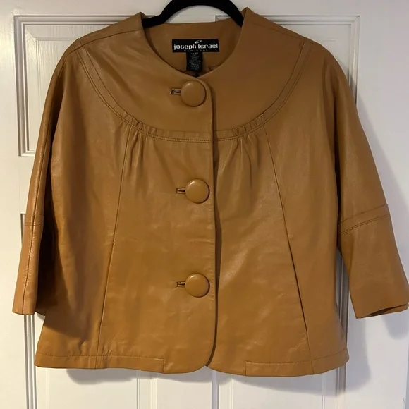 Joseph Israel New York Camel Lamb Leather Swing Jacket – XS