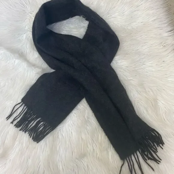 Basile Womens Pure Cashmere Preppy Casual Fringe Muffler Scarf Black