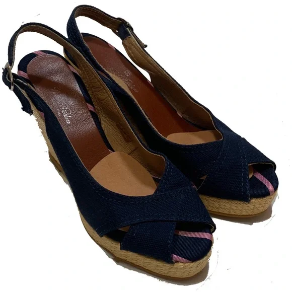 Brooks Brothers Navy Espadrille Wedge Sandals
