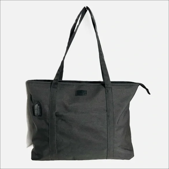 Relavel USB Fully Lined Waterproof Nylon Laptop Tote Shoulder Bag Lightly Padded