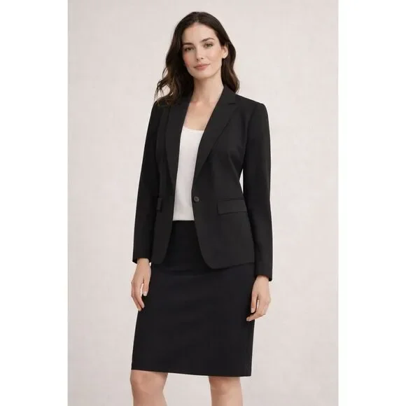 Ann Taylor one button Classic blazer in stretch Cotton Shorts ZS 6