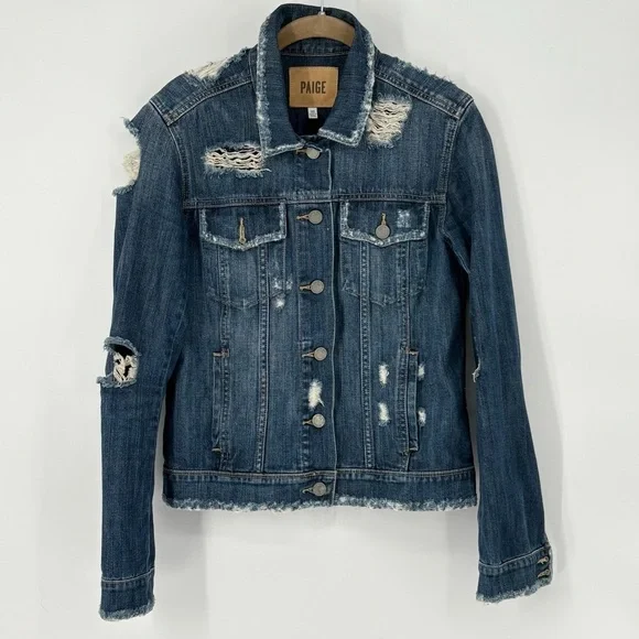 PAIGE Distressed Denim Trucker Jacket