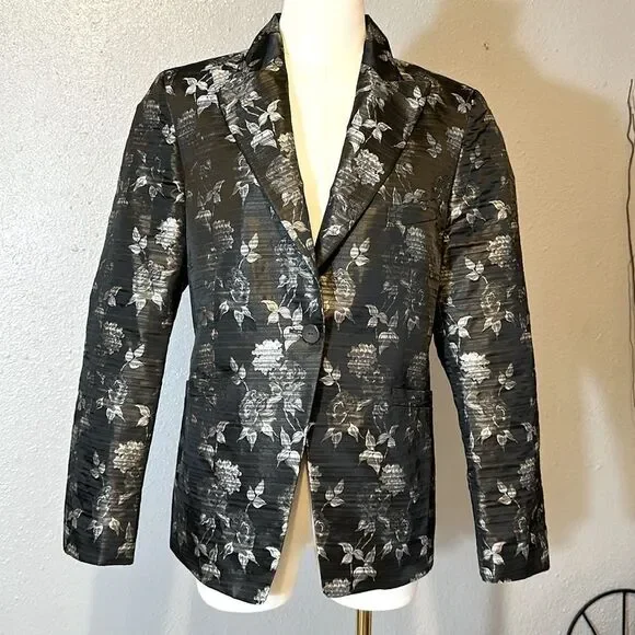 Zanella women’s floral brocade single button jacket/ blazer size 10