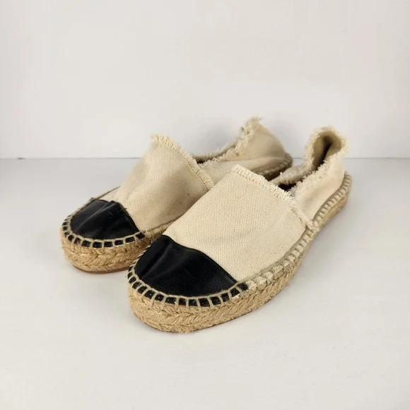 Aldo Canvas Women's Casual Comfy Flat Espadrilles Beige/Black Size 9
