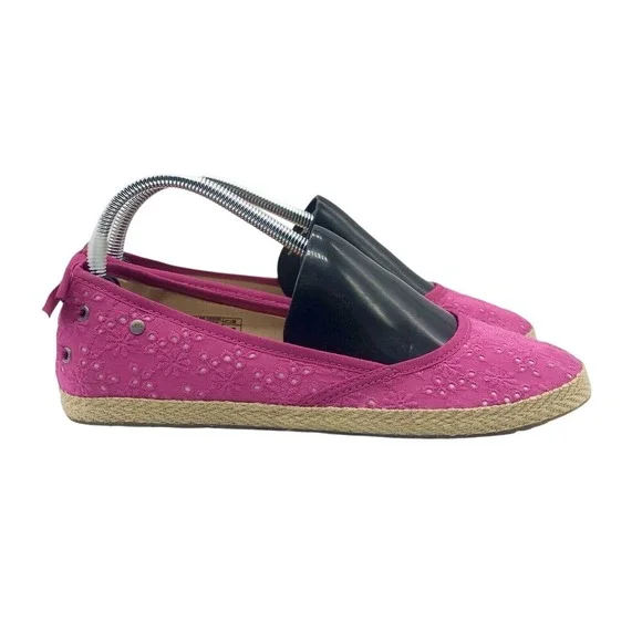 UGG‎ Australia Pink Eyelet Espadrille Flats Bow Back 1004022K Womens 6