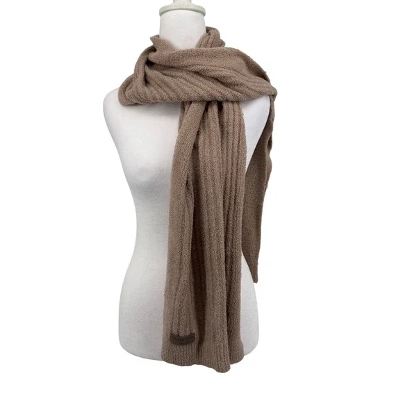 Barefoot Dreams CozyChic Lite‎ Ribbed Knit Scarf Taupe Brown Style 478 Soft Warm
