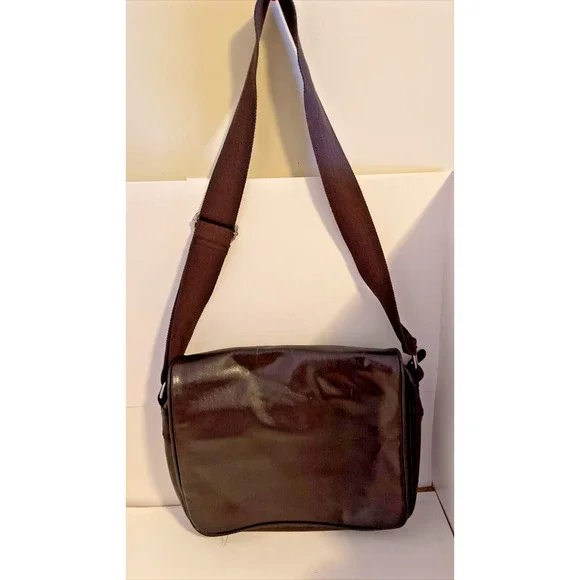 OKPTA Brown Leather Messenger Crossbody Computer Lap Top Bag Flap over Briefcase