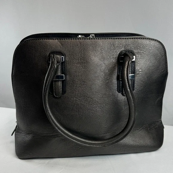 Dark Metallic/Shimmer Faux Leather Handbag/Laptop Tote