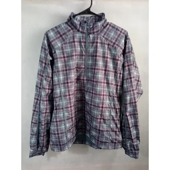 Sunice Weather Womens 1/4 Zip Pullover Windbreaker Pink Plaid Size Large