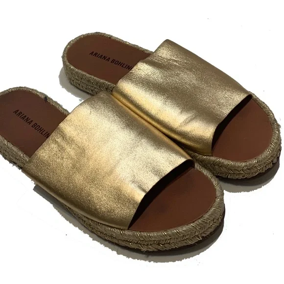 8 / ariana Bohling Gold Women's Slide Sandals