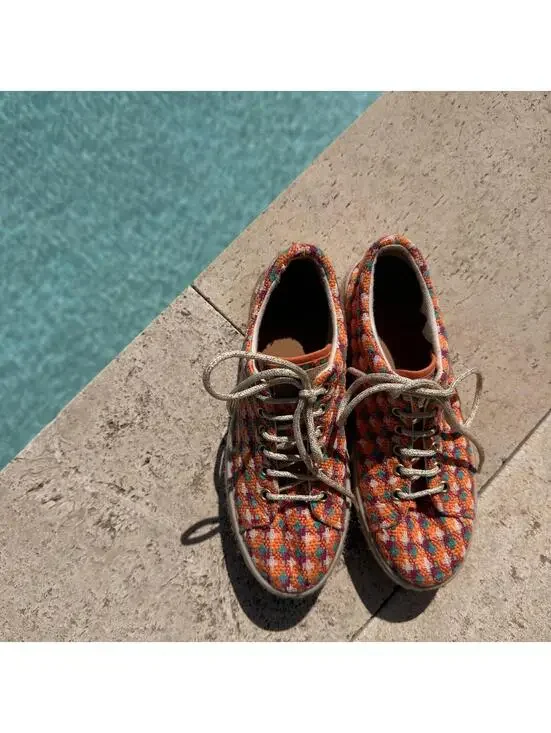 Anthropologie Bocage Women's Multicolor Woven Sneakers Size 39