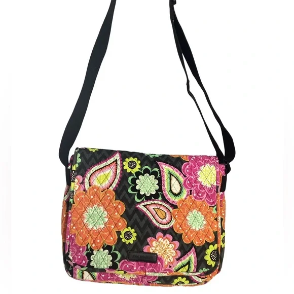Vera Bradley Messenger *Ziggy Zinnia* Pattern Laptop Crossbody Shoulder Bag