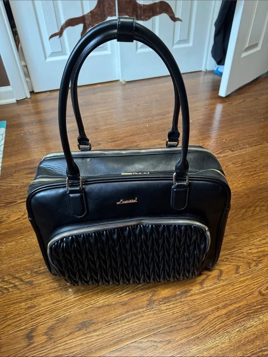 Lovevook Black Structured Satchel Workbag with insulated lunch compartment