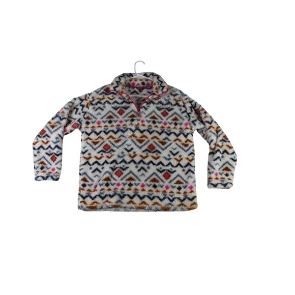 Eddie Bauer Sherpa Fleece Jacket Womens Medium Multicolor Southwestern Print