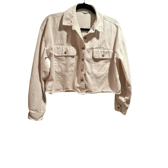 Women's Cream Cotton Shaket