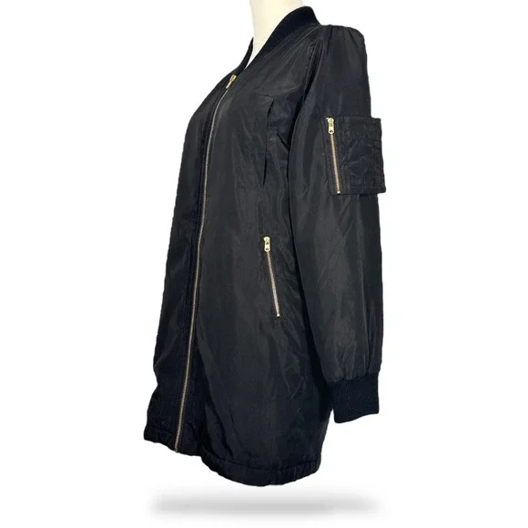 Moto‎ Black Orange Lightweight Bomber Jacket Womens Small