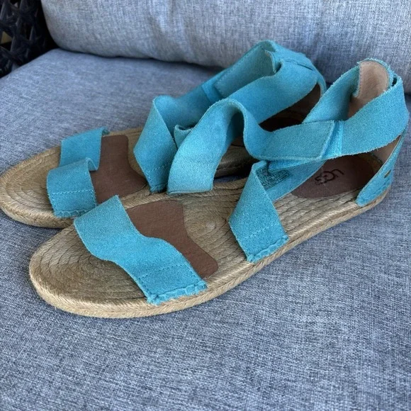 UGG Women's 8 Mila Gladiator Espadrille Sandal Acapulco Teal‎ Blue 1016877