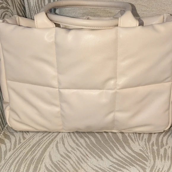 Chic Cream / Blush Puffer Tote Or Laptop Bag for Women