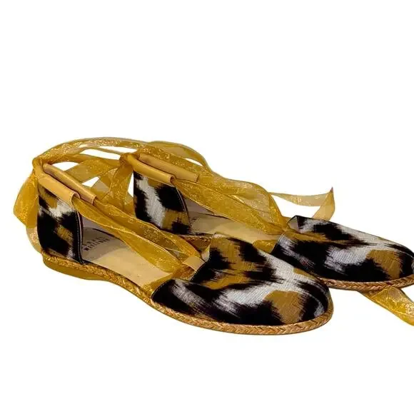 STUART WEITZMAN ribbon lace up espadrille ballet flats 7.5