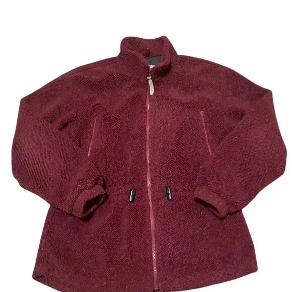 WOOLRICH Nubby Fleece Sherpa Farm Barn Jacket Red Full Zip Women's Sz M
