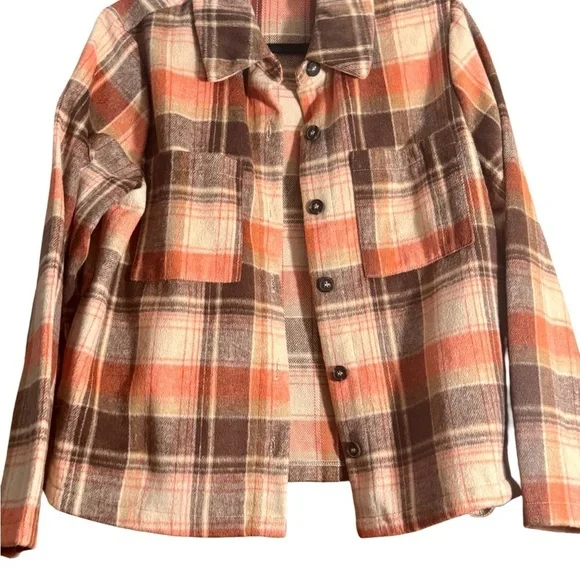MELLODAY Orange and Brown Utility Jacket with Notched Lapel
