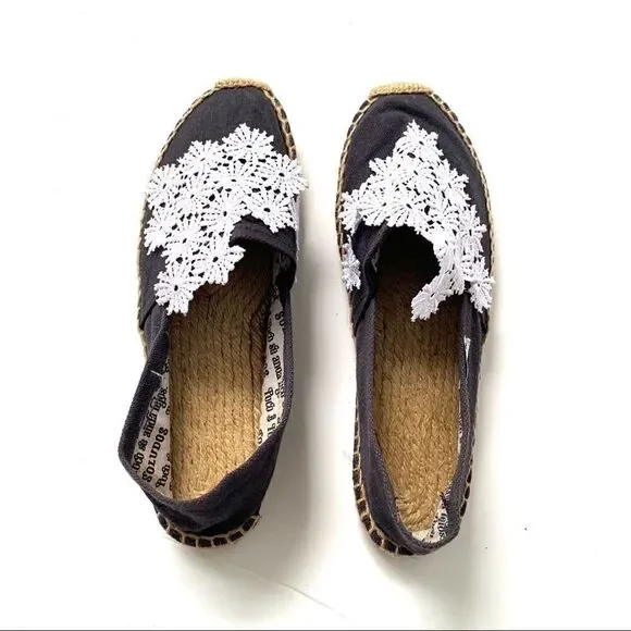 SOLUDOS NAVY LACE TRIMMED ESPADRILLES